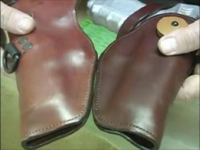 Leather holsters side by side one vacuum formed one not